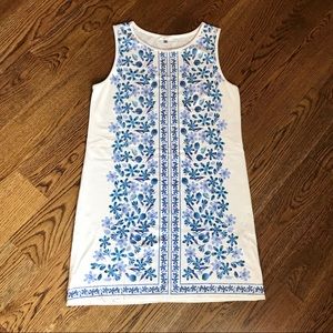Sophie Max White with Blue Floral Pattern Dress
